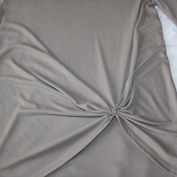 BEAUTIFUL DESIGN LAB TOP SHIRT BLOUSE W DRAPING DETAILS IN FRONT XS DARK KHAKI - Picture 2 of 6